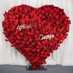 2*2m Red Rose Heart Shaped Flower Wall Wedding Background