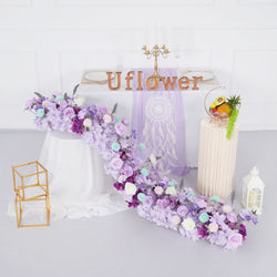 Uflower Purple Table Runner Arrangement Wedding Backdrop Wall Decor