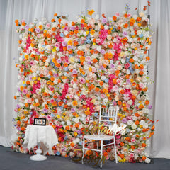 Artificial Luxury Colorful Flower Wall 3D Wedding Decoration