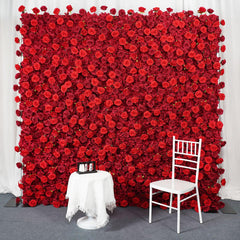 Artificial Red Rose Flower Wall Wedding Roller Blind Decor