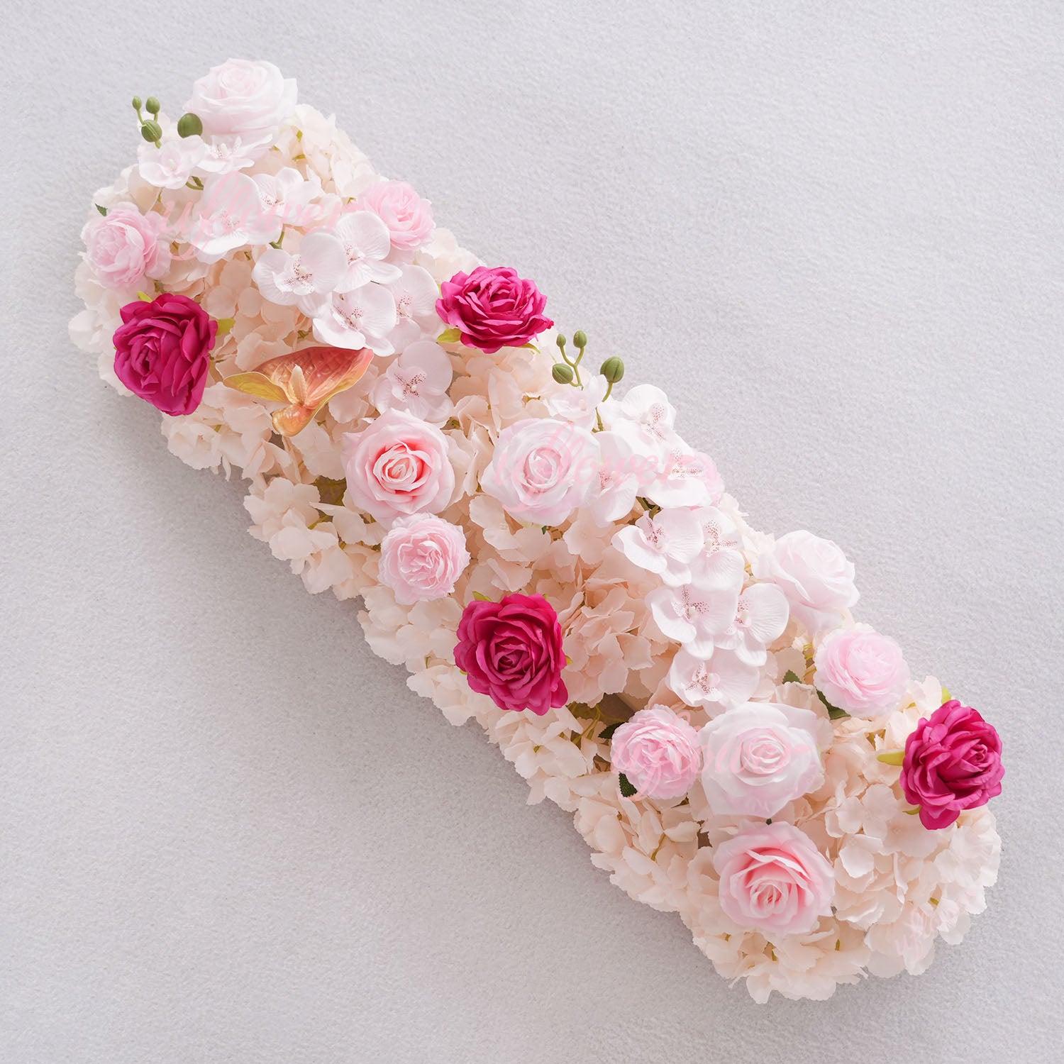 Uflower Pink Floral Arrangement Wedding Arch Backdrop Party Flower Row Decor