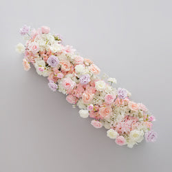 Uflower Pink White Rose Table Runner Sofa Floral Wedding Backdrop Decor