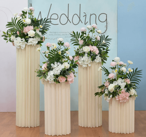 Pink Four Piece Wedding Origami Roman Pillar Imitation Flower Decoration