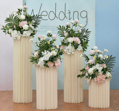 Pink Four Piece Wedding Origami Roman Pillar Imitation Flower Decoration