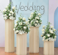 White and green four piece wedding origami Roman column imitation flower decoration