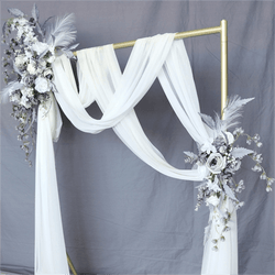 Simulated Arch Decoration Wedding Scene Welcome Sign Bean Paste Powder Grey White Flower Corner Flower Arrangement