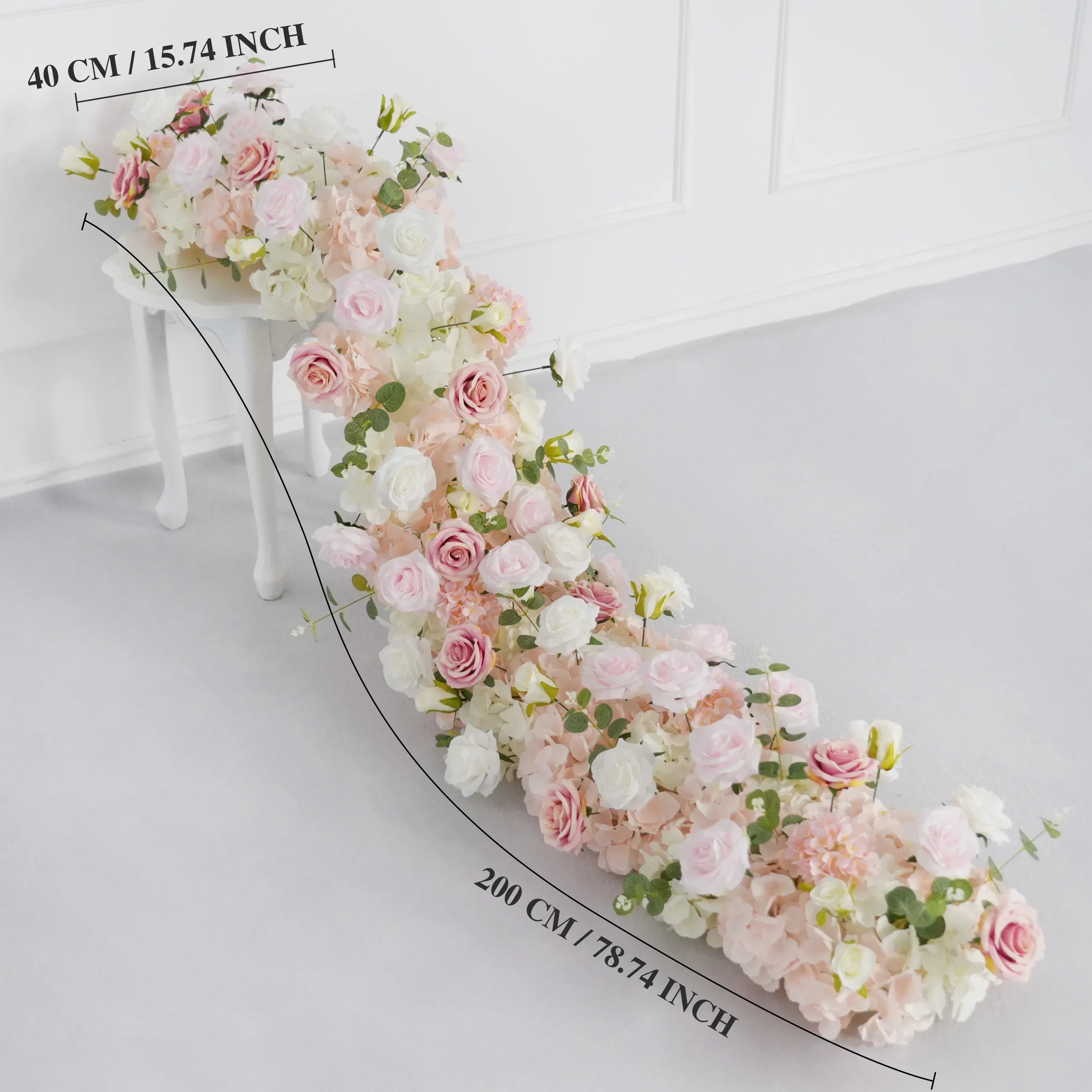 Uflower Pink Rose Table Runner Sofa Floral Wedding Backdrop Decor SET80096 - Uflower