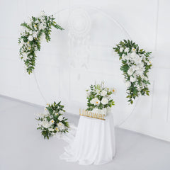 Artificial White Flower Row KT Background Wedding Decor 4 pc SET