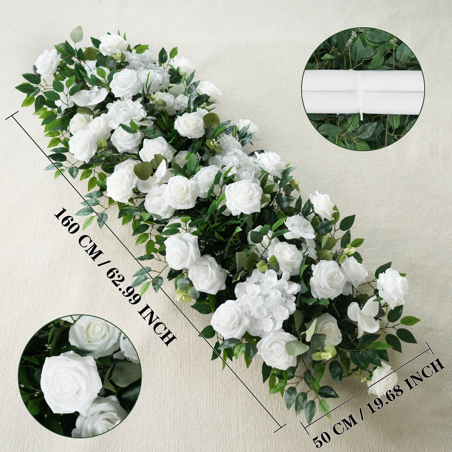 Uflower Green White Rose Willow Leaves Wedding Background Arch Decoration Flower Arrangement