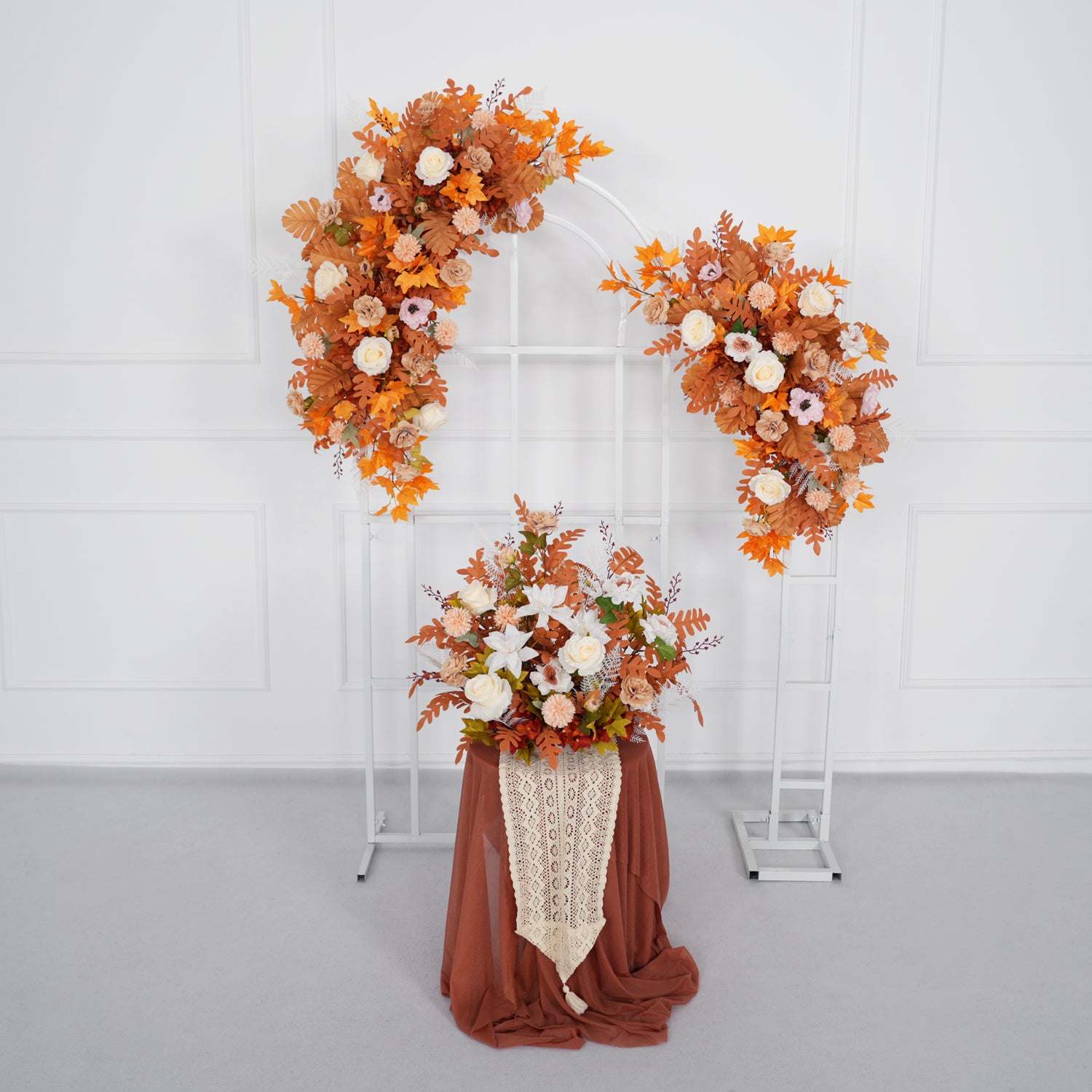 Artificial Orange Wedding KT Backdrop Flower Row Decor