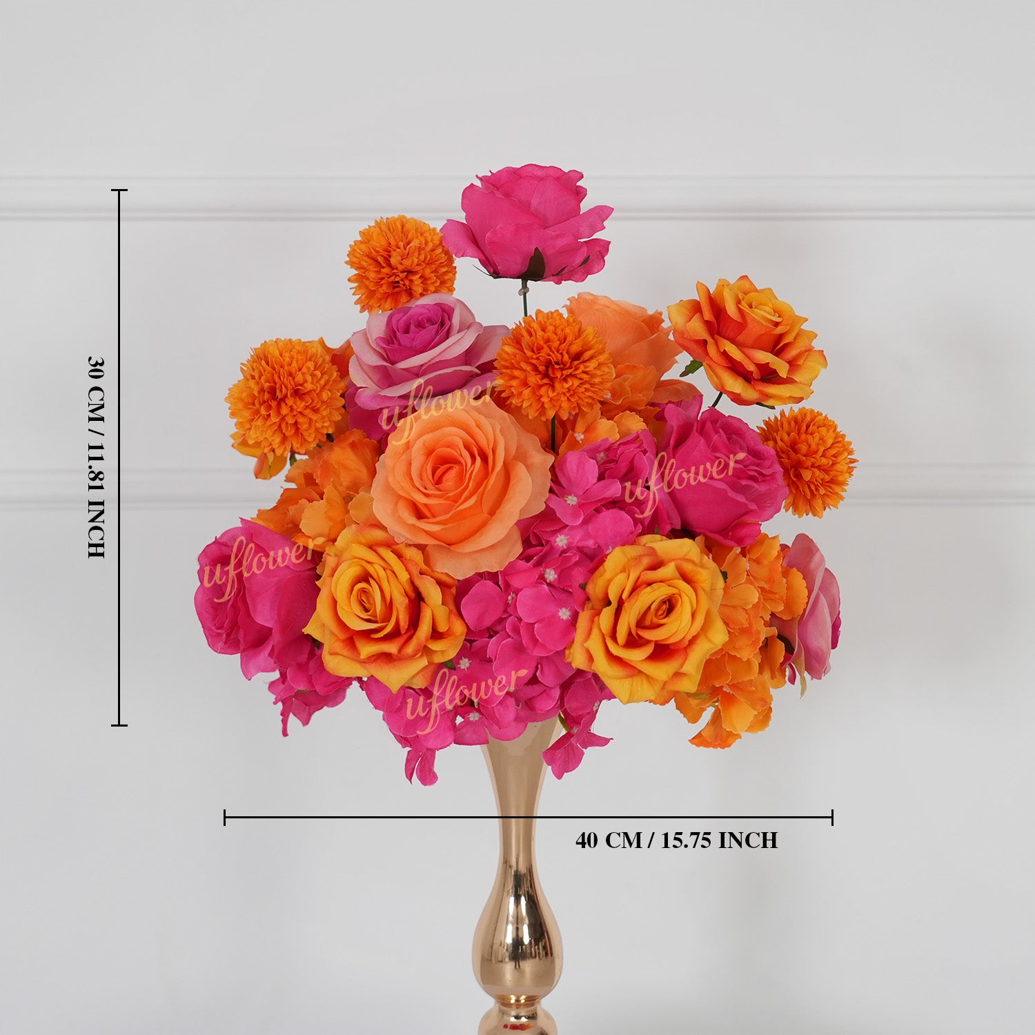 Uflower Rose Red Orange Flower Wedding Backdrop Arch Floral Arrangement