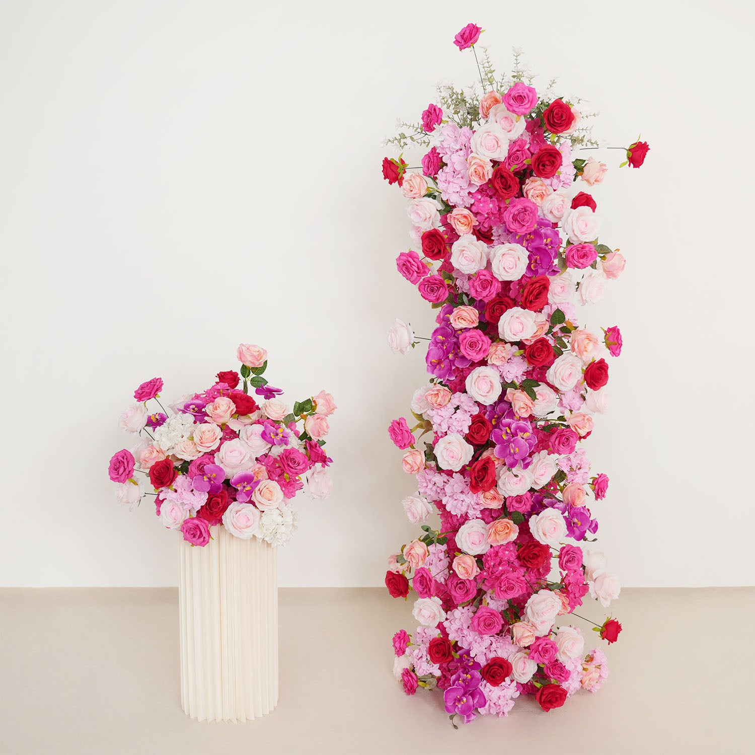 Uflower Pink Rose Wedding Background Arch KT Board Decoration Flower Arrangement