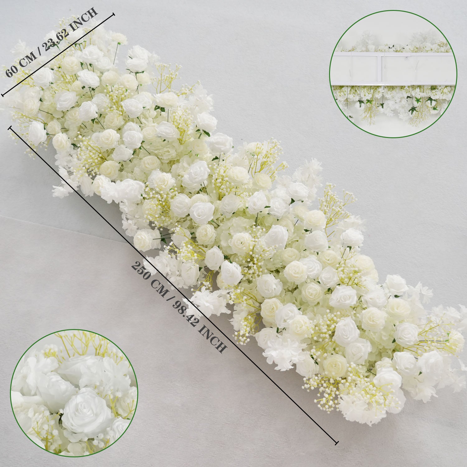 White Baby breath Rose Wedding Backdrop Arch Decor