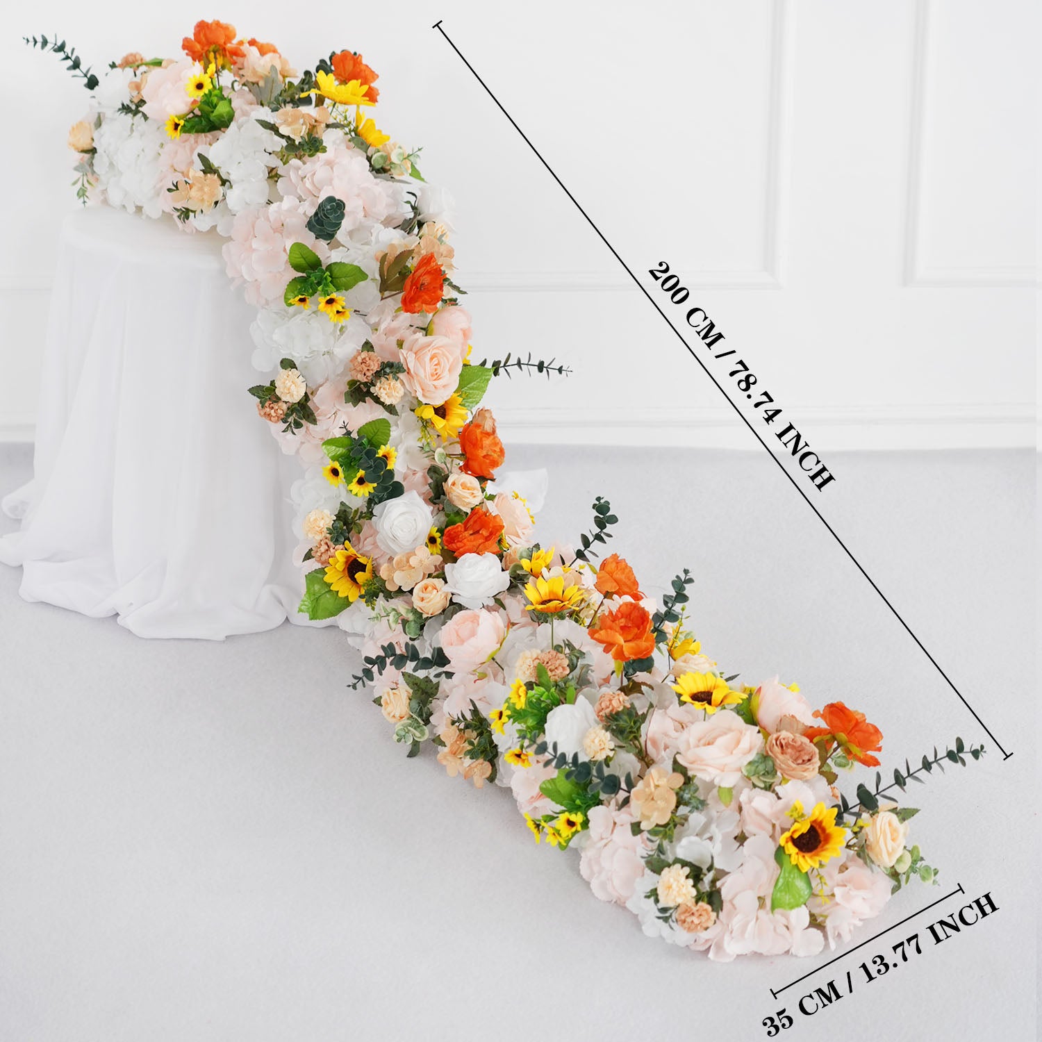 Uflower Artificial Flower Row Sofa Table Runner Floor Flower Arrangement