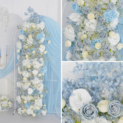 Uflower Blue White Flower Wedding Backdrop Arch Floral Arrangement