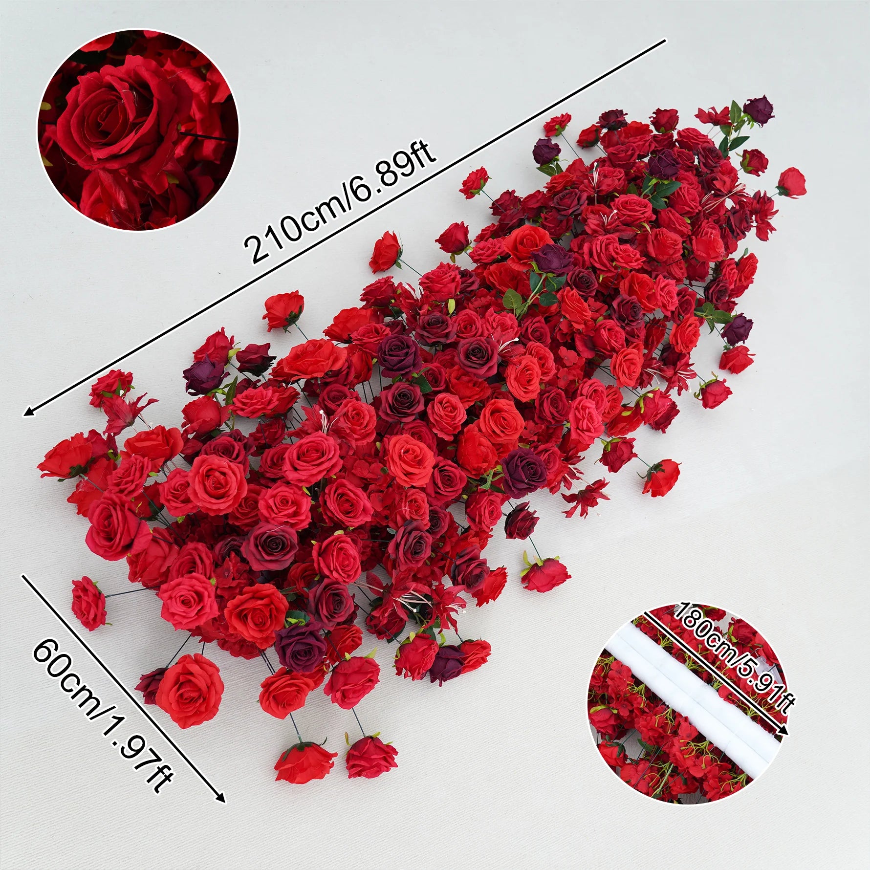 Artificial Flower Arch 5D Red Burgundy Roses Wedding Decor