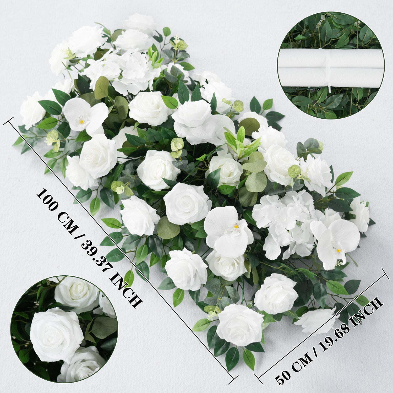 Uflower Green White Rose Willow Leaves Wedding Background Arch Decoration Flower Arrangement