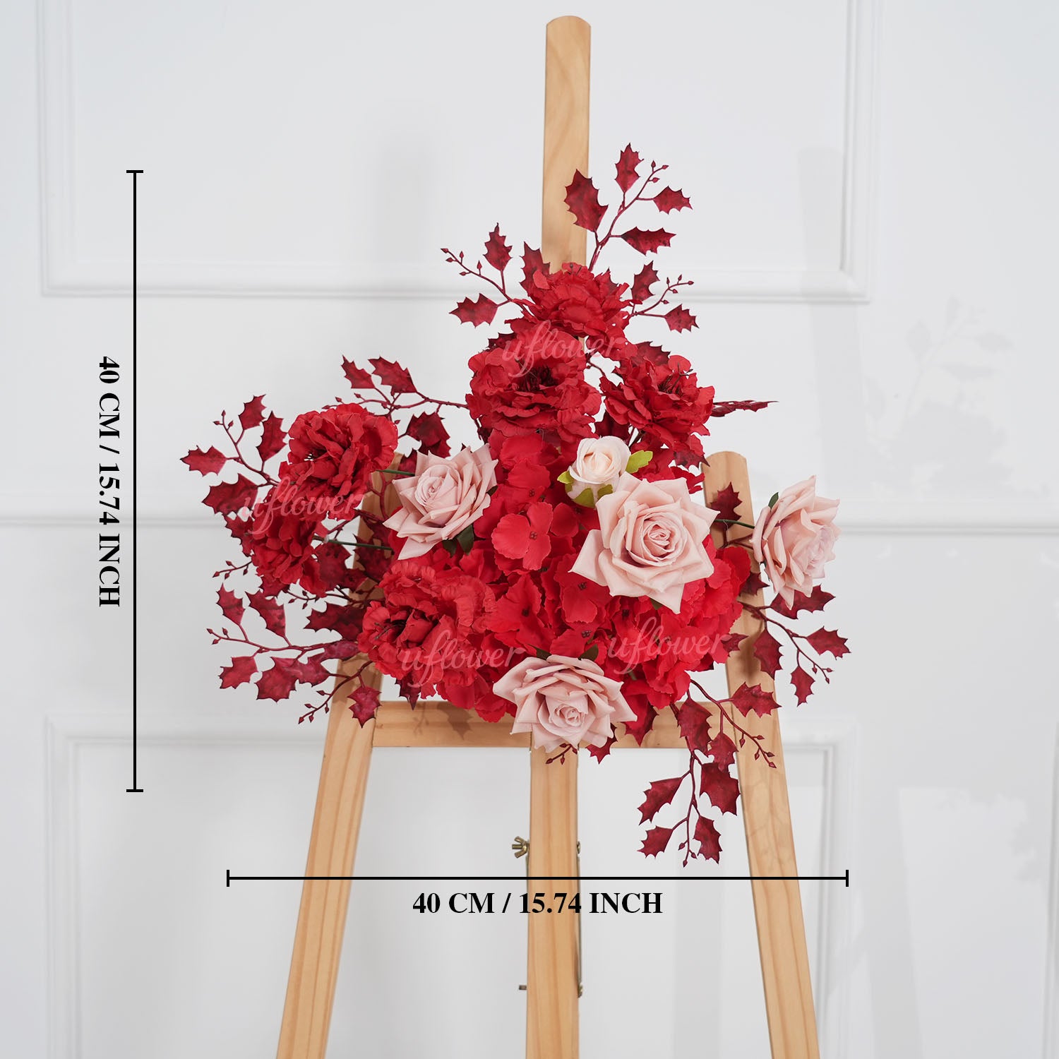 Uflower Red Flower Row Decor KT Board Wedding Arrangement Props