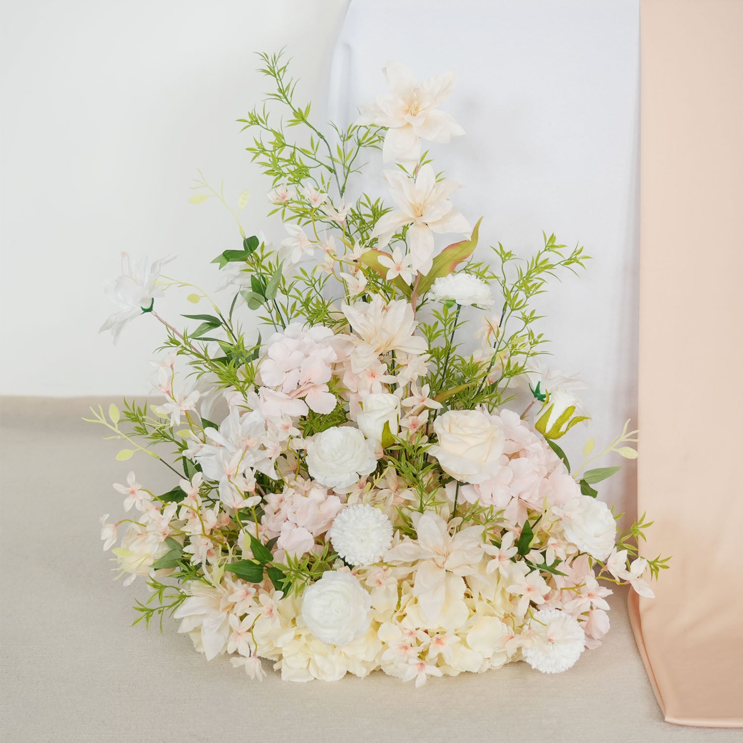 Uflower Artificial White Pink Wedding KT Backdrop Flower Row Decor