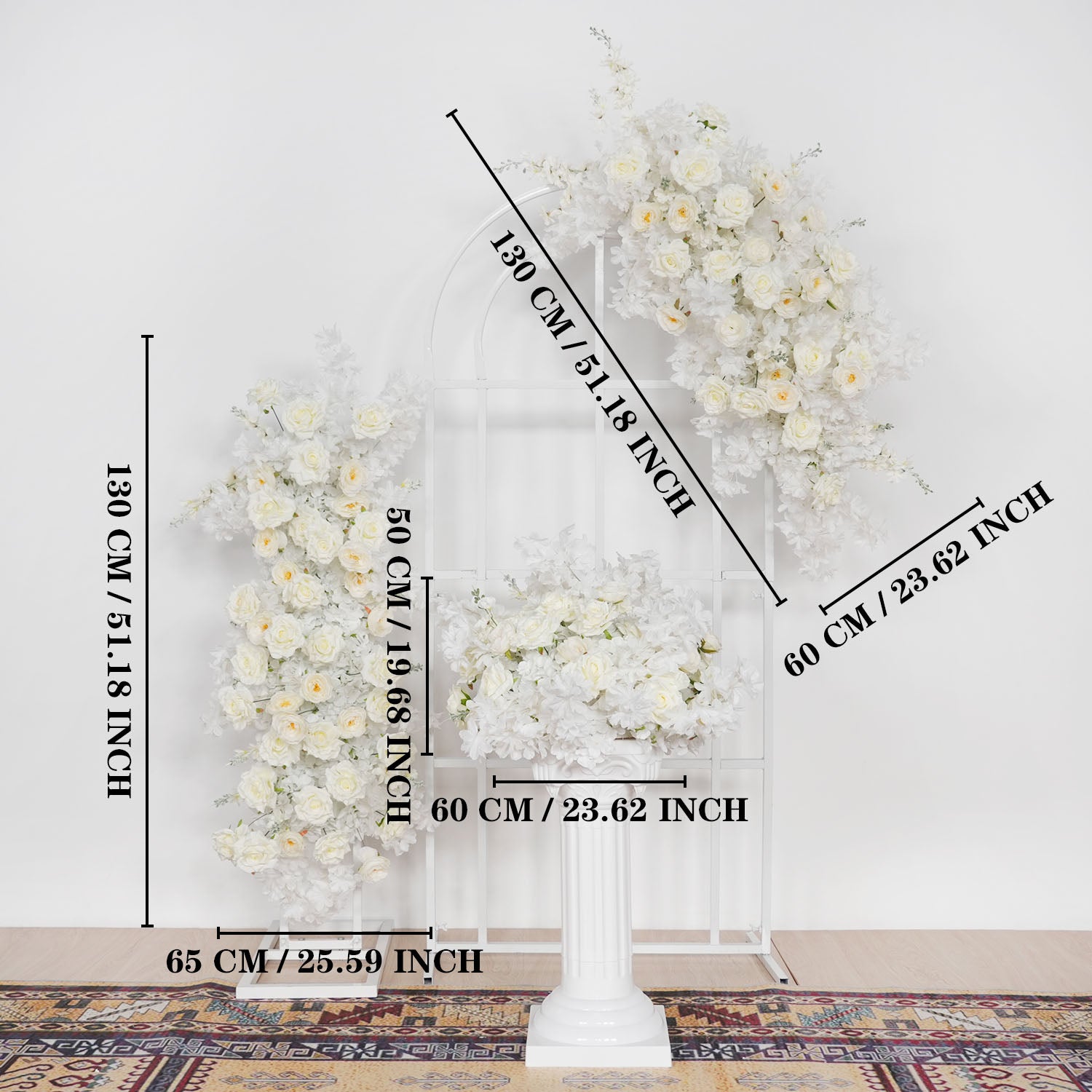 Uflower White Rose Wedding Background Arch KT Board Decoration Flower Arrangement