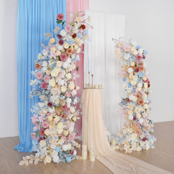 Uflower Pink Blue Champagne Horn Arch Decor Wedding Backdrop Floral Ball Arrangement