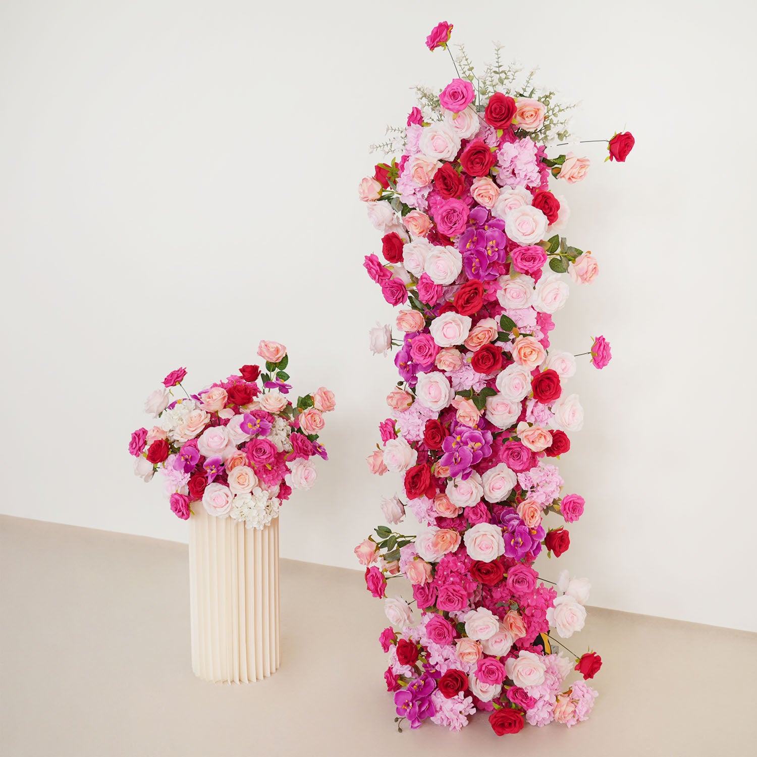 Uflower Pink Rose Wedding Background Arch KT Board Decoration Flower Arrangement