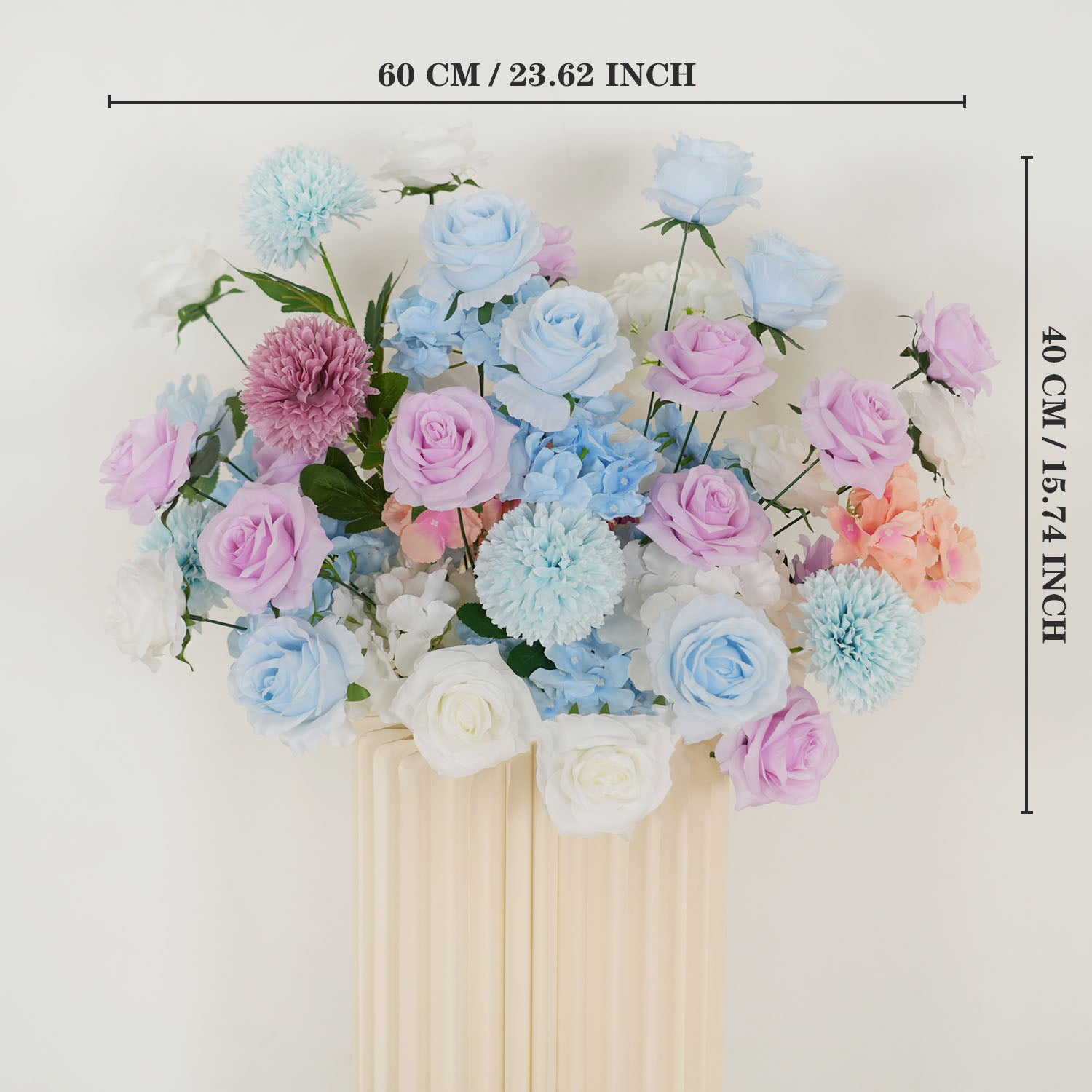 Uflower Artificial Purple Blue Wedding KT Backdrop Flower Row Decor