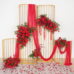 Red Wedding KT Backdrop Flower Decor SET