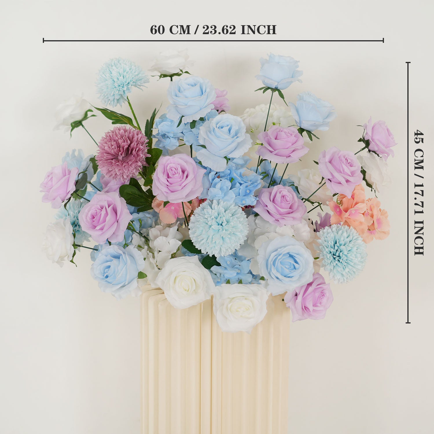 Uflower Artificial Purple Blue Wedding KT Backdrop Flower Row Decor