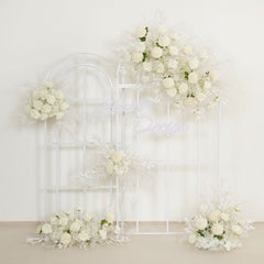 White Wedding KT Backdrop Flower Row Decor SET