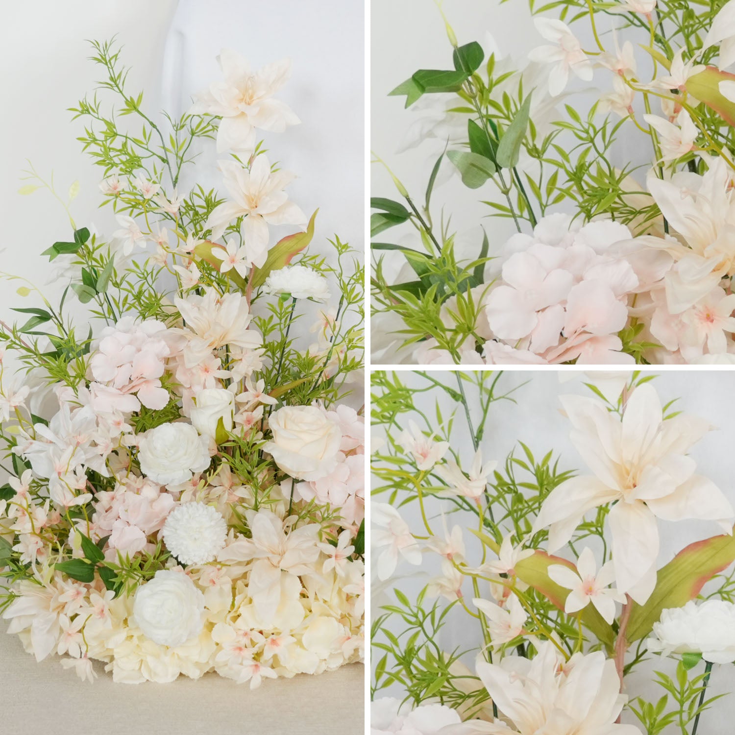 Uflower Artificial White Pink Wedding KT Backdrop Flower Row Decor