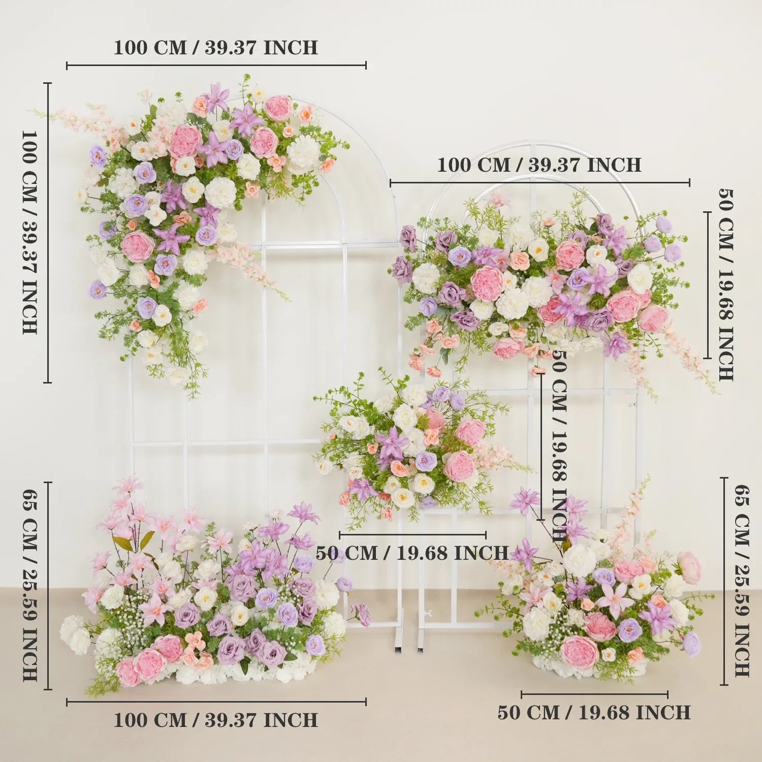 Uflower Artificial Purple Pink Wedding KT Backdrop Flower Row Decor - Uflower