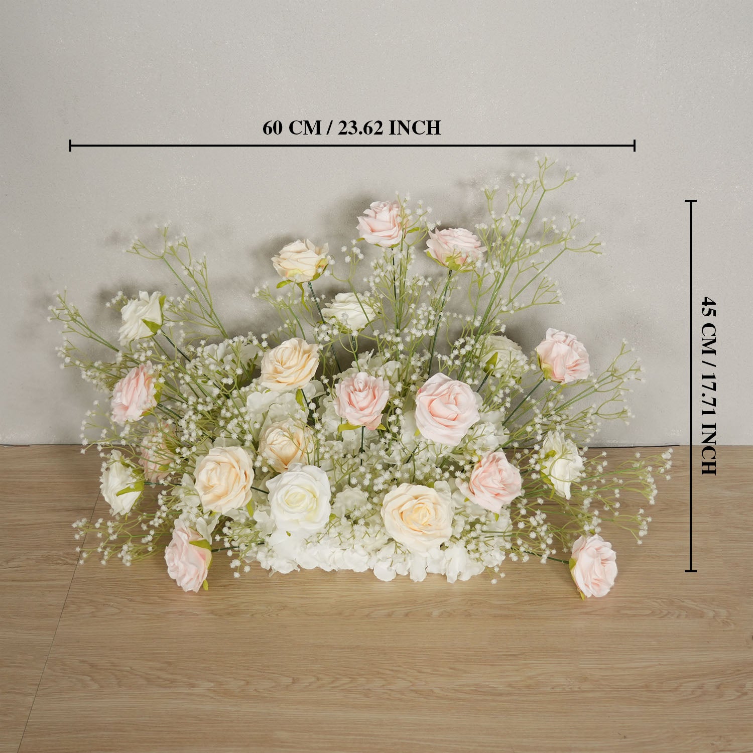 Uflower Champagne White Babysbreath Rose Arrangement Wedding KT Backdrop Decor