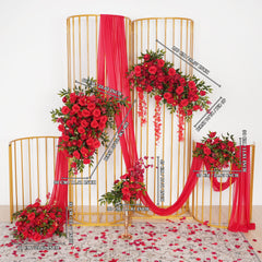 Red Wedding KT Backdrop Flower Decor SET