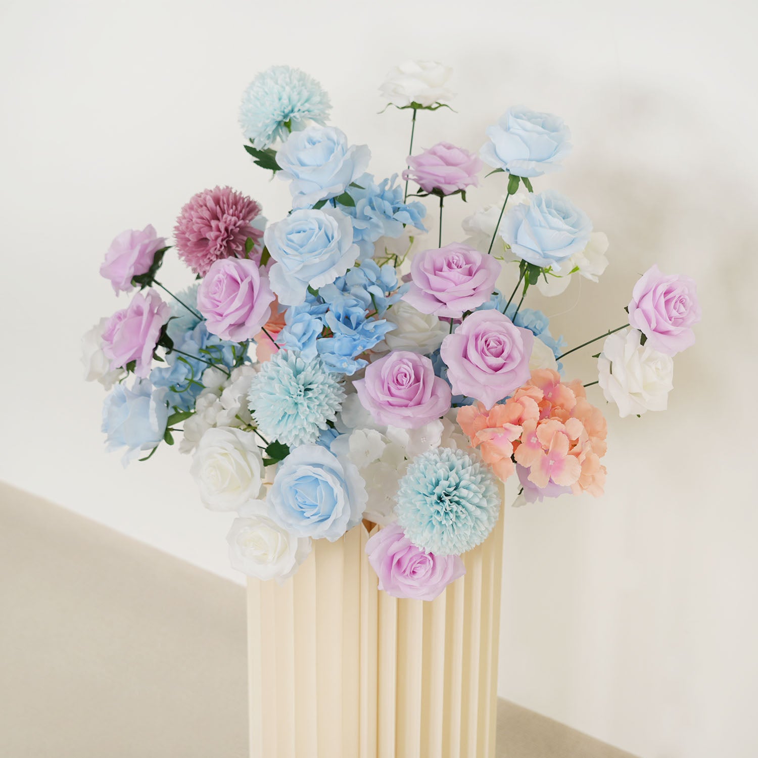 Uflower Artificial Purple Blue Wedding KT Backdrop Flower Row Decor