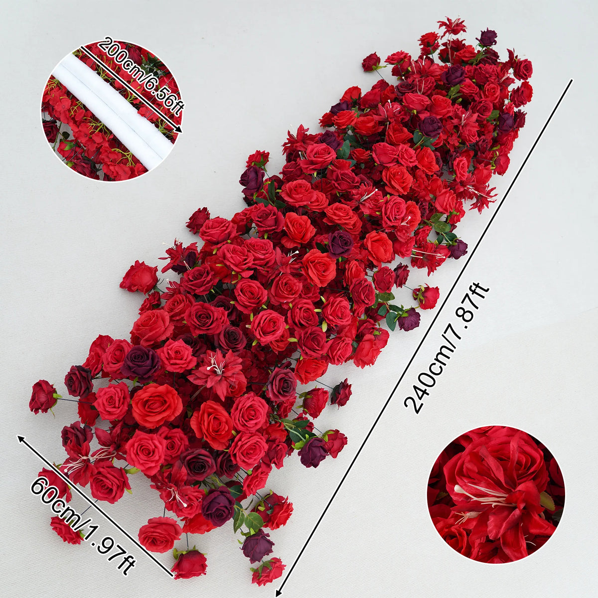 Artificial Flower Arch 5D Red Burgundy Roses Wedding Decor