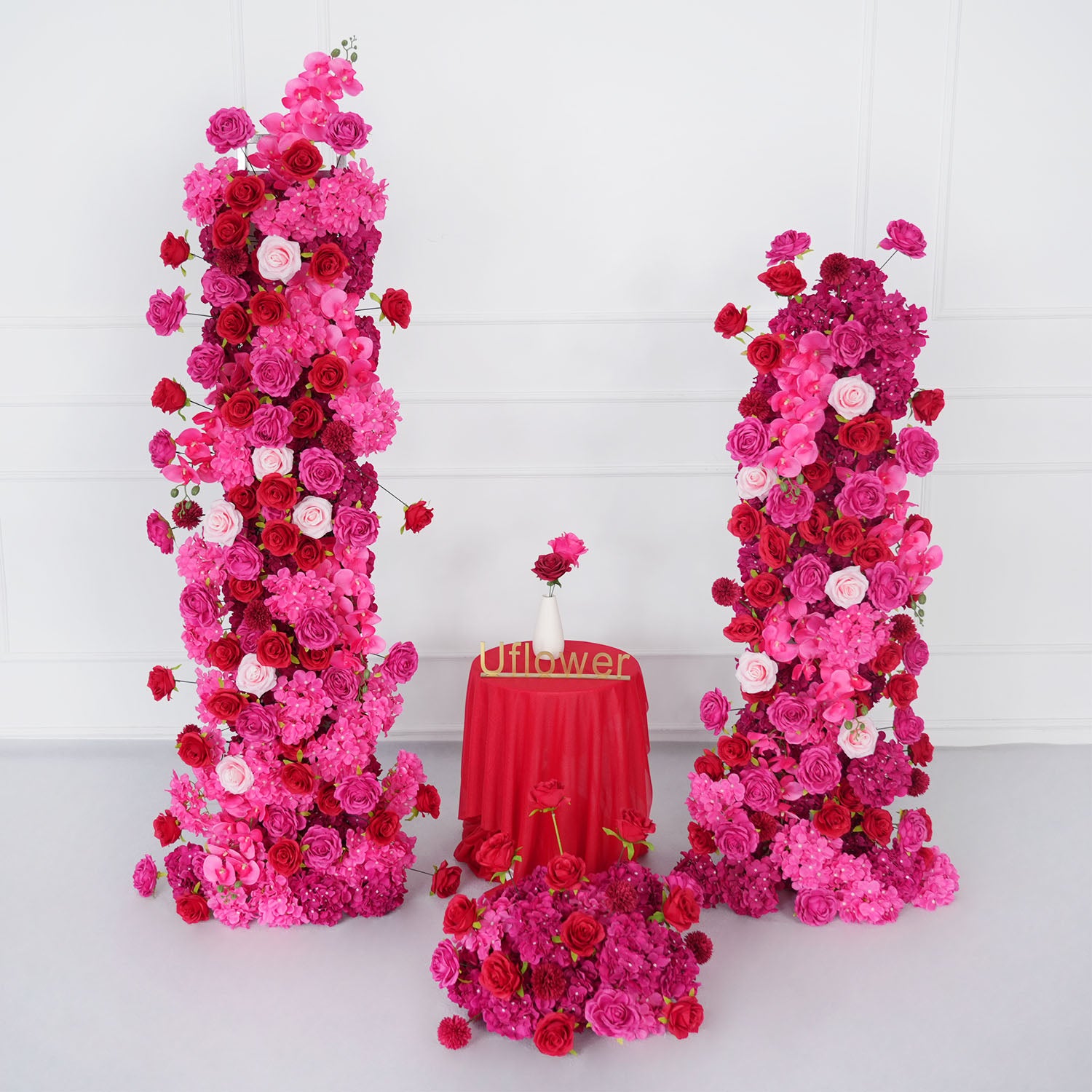 Artificial Rose Red Wedding KT Background Decor Flower Row