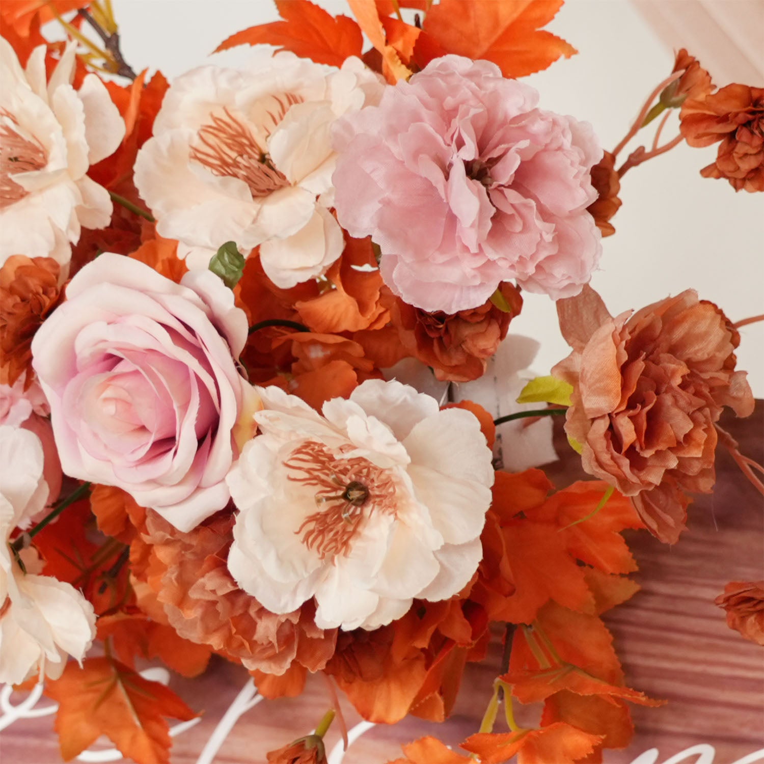 Uflower Artificial Autumn Pink Flower Row Wedding KT Backdrop Decor