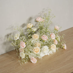 Uflower Champagne White Babysbreath Rose Arrangement Wedding KT Backdrop Decor