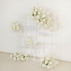 White Wedding KT Backdrop Flower Row Decor SET