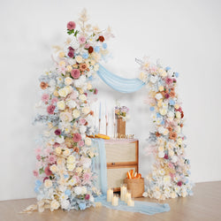 Uflower Pink Blue Champagne Horn Arch Decor Wedding Backdrop Floral Ball Arrangement