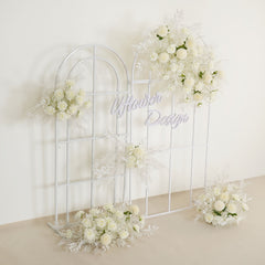 White Wedding KT Backdrop Flower Row Decor SET