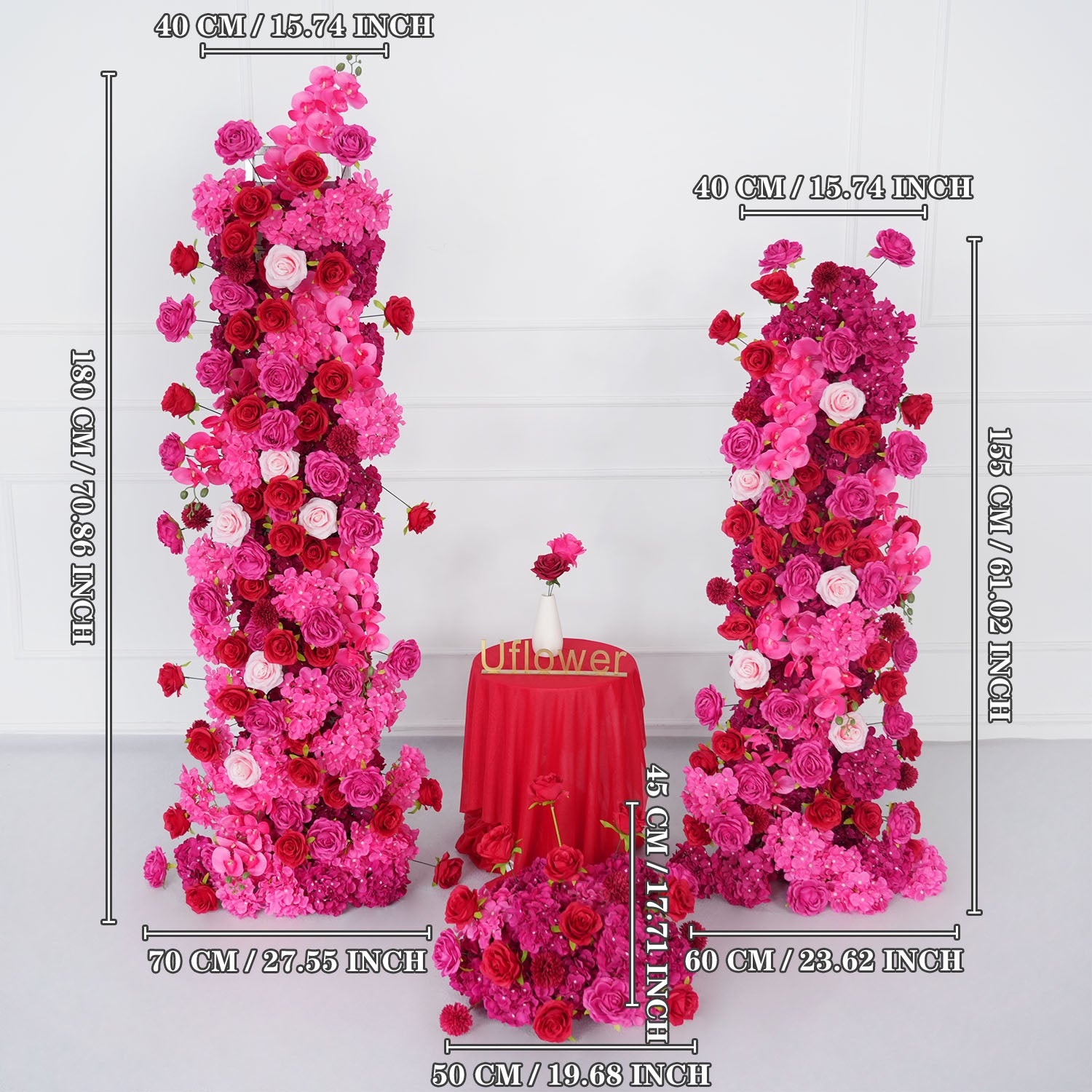 Artificial Rose Red Wedding KT Background Decor Flower Row