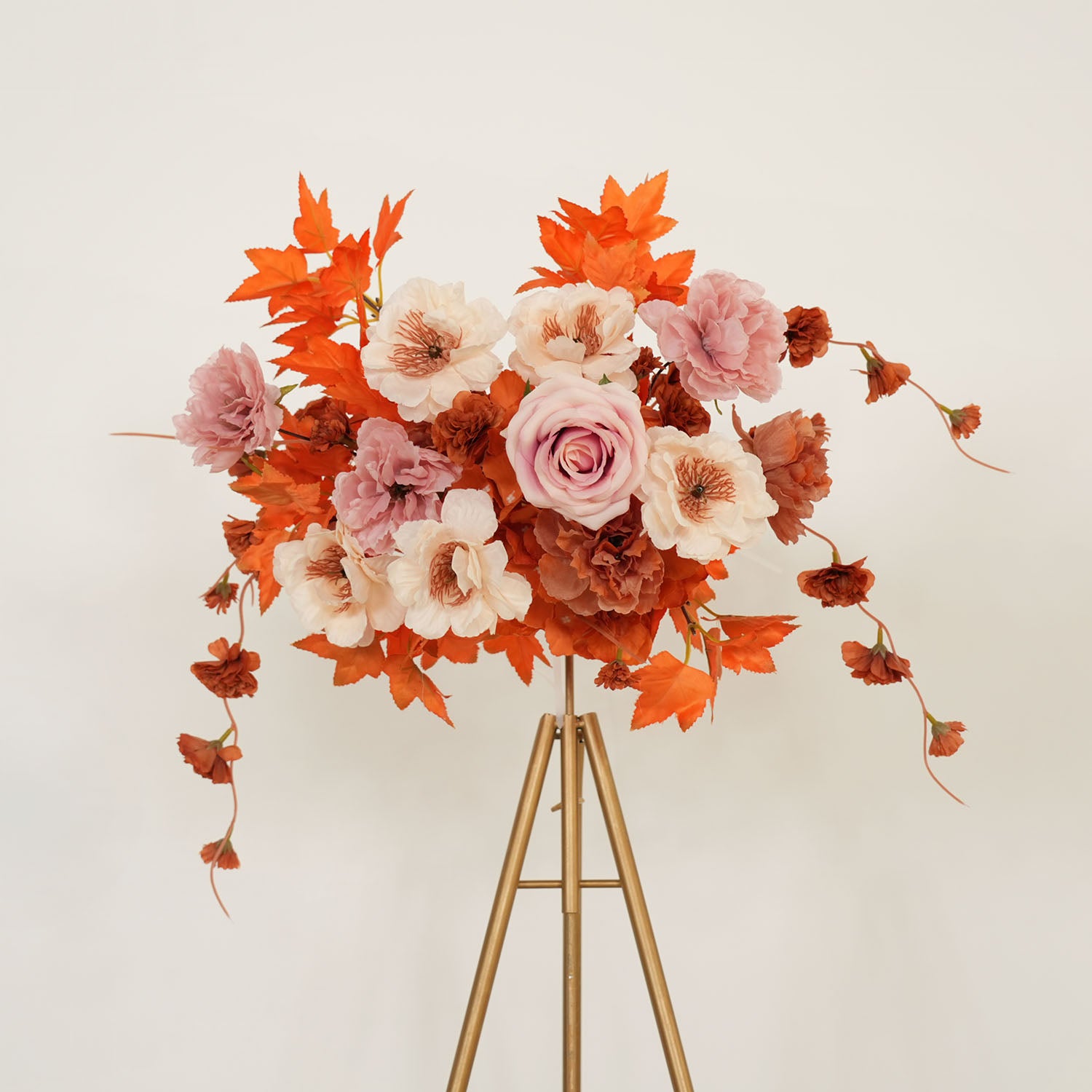 Uflower Artificial Autumn Pink Flower Row Wedding KT Backdrop Decor