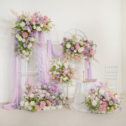 Uflower Artificial Purple Pink Wedding KT Backdrop Flower Row Decor