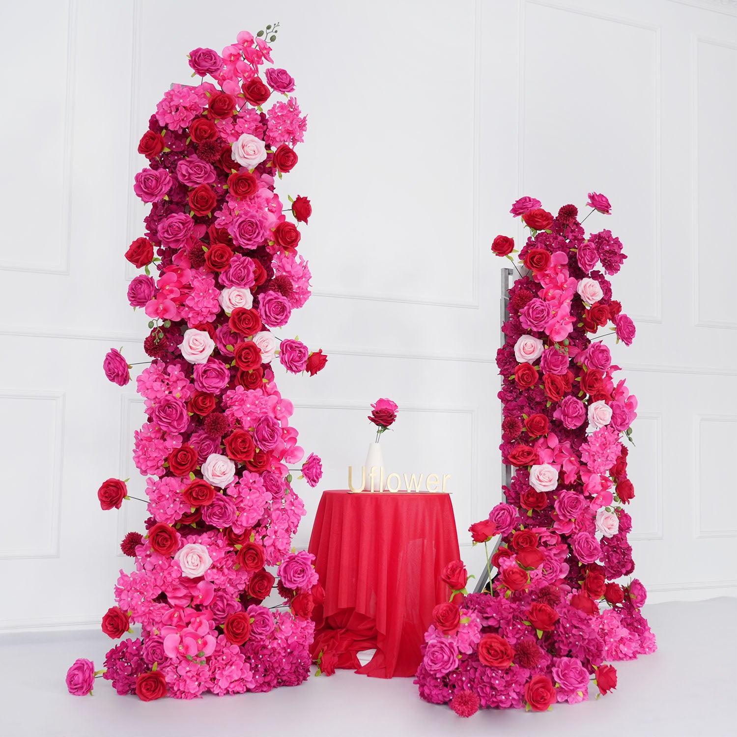 Artificial Rose Red Wedding KT Background Decor Flower Row