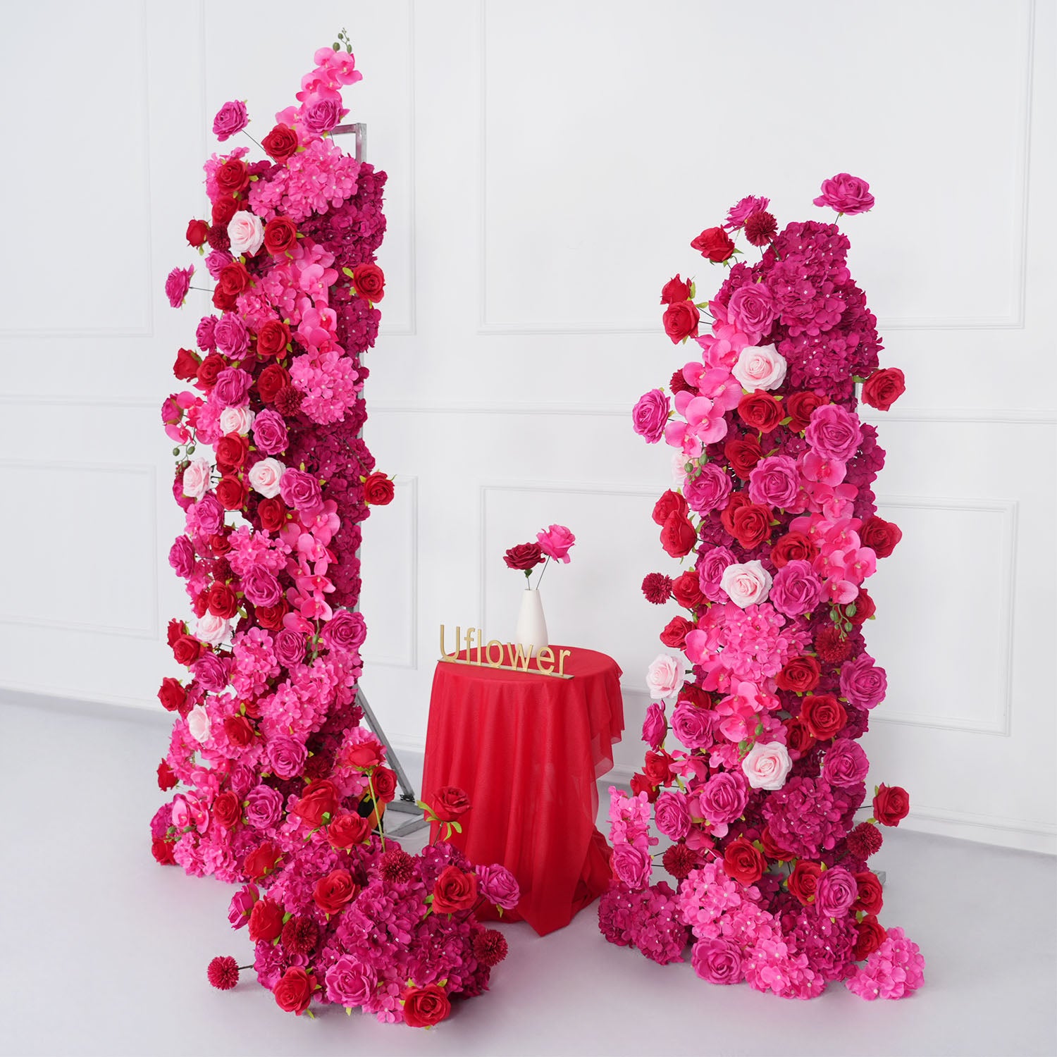 Artificial Rose Red Wedding KT Background Decor Flower Row
