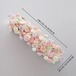 Uflower Pink White Rose Table Runner Sofa Floral Wedding Backdrop Decor