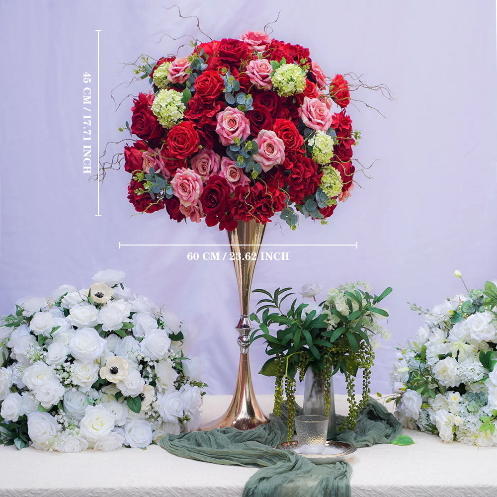 Artificial Vermilion Flower Wedding Table Centerpiece