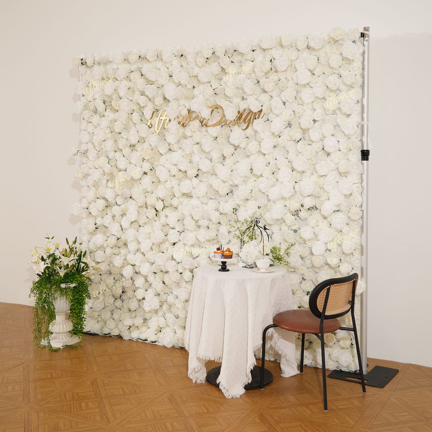 Uflower White Rose Flower Wall Backdrop Wedding Party Decoration